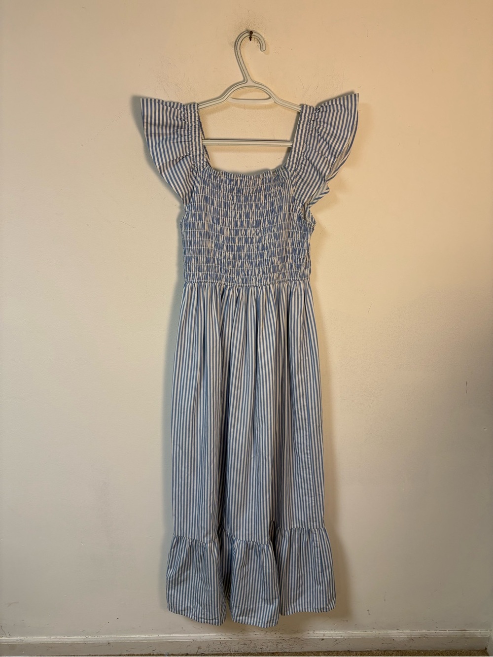 Mud Pie Womens Smocked Stripe Blue & White' Maxi Dress Small - Picture 2 of 11